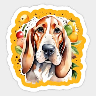 Cute dog and fruits basset hound dog gifts for all Sticker